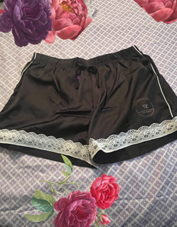 Satin PJs shorts set.